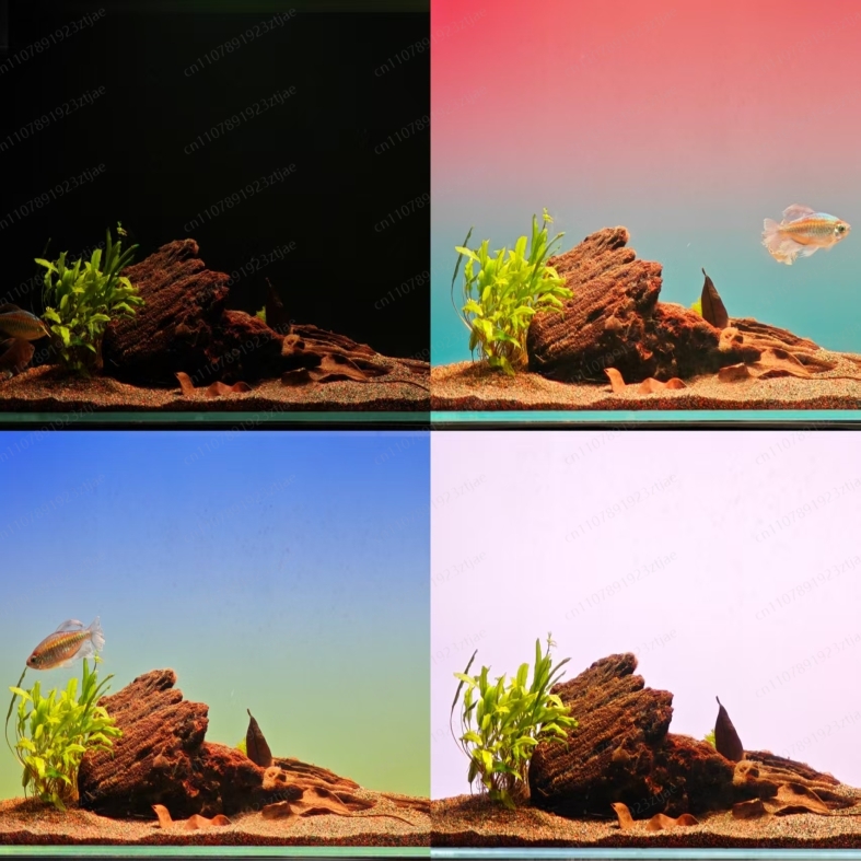 Aquarium Light - Schwarzes Acryl-Aquarium-Hintergrundlicht-Panel, RGBW-Farbverlauf Dual-Control-LED für Fischbecken-Dekoration